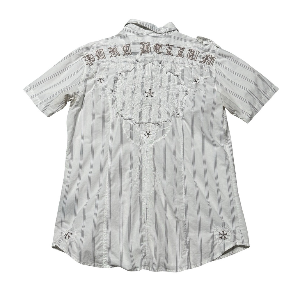 Monarchy Men's Embroidered Logo Button Down Shirt Grunge Size XL 23 x 31